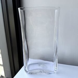 Simon Pearce Glass Large Weston Vase 10 1/2" Tall - Stamped Triangle